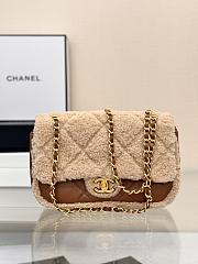 CHANEL |  Mini Flap Bag Beige Shearling and Brown Lambskin - 1