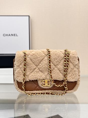 CHANEL |  Mini Flap Bag Beige Shearling and Brown Lambskin