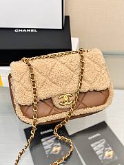 CHANEL |  Mini Flap Bag Beige Shearling and Brown Lambskin - 5