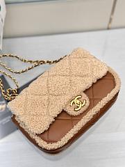 CHANEL |  Mini Flap Bag Beige Shearling and Brown Lambskin - 4