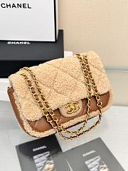 CHANEL |  Mini Flap Bag Beige Shearling and Brown Lambskin - 2