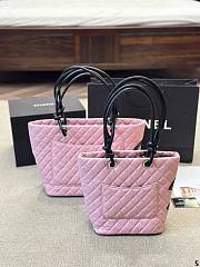 CHANEL | Cambon Line Shoulder Bag Caviar Skin Pink 20 cm - 5