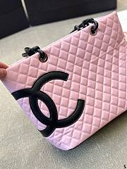 CHANEL | Cambon Line Shoulder Bag Caviar Skin Pink 20 cm - 4