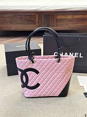 CHANEL | Cambon Line Shoulder Bag Caviar Skin Pink 30 cm - 1