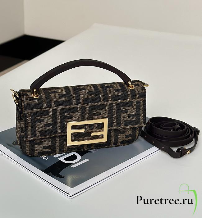 FENDI | Baguette Mini Brown FF jacquard fabric bag - 1