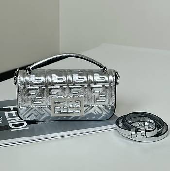 FENDI | Baguette Mini Brown FF jacquard silver bag