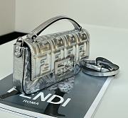 FENDI | Baguette Mini Brown FF jacquard silver bag - 6