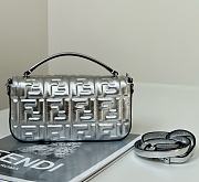 FENDI | Baguette Mini Brown FF jacquard silver bag - 5