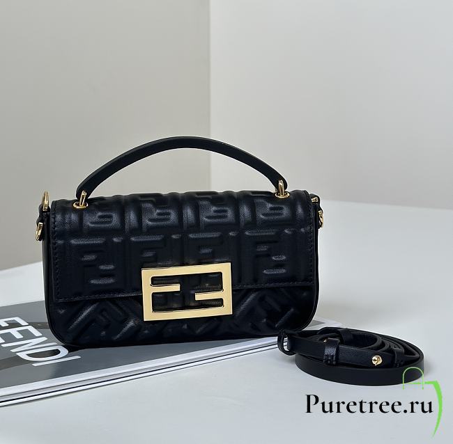 FENDI | Baguette Mini Brown FF jacquard black bag - 1