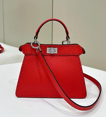 FENDI | Peekaboo ISeeU Petite Red Selleria bag with 306 hand-sewn topstitches