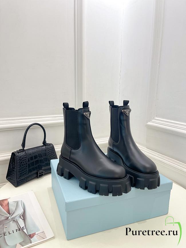 PRADA | Women Monolith Brushed Leather Boots In Black - 1