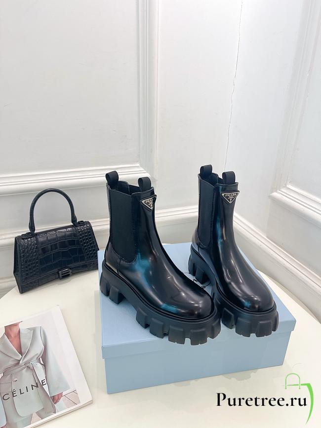 PRADA | Women Monolith Brushed Leather Boots In Blacj Shiny - 1