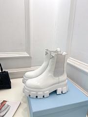 PRADA | Women Monolith Brushed Leather Boots In White - 5