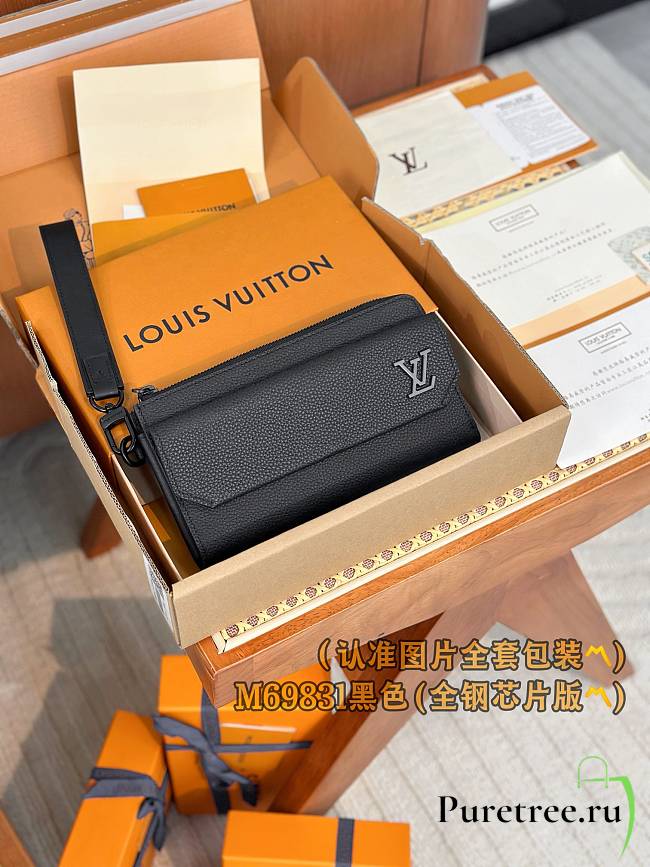 LOUIS VUITTON | Aerogram Long Wallet Black - 1