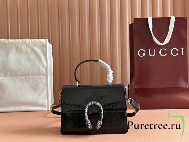 GUCCI | Dionysus small top handle bag Black patent leather - 1