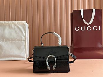 GUCCI | Dionysus small top handle bag Black patent leather