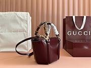 GUCCI | Mini bamboo top handle tote bag rosso Ancora red shiny leather - 4