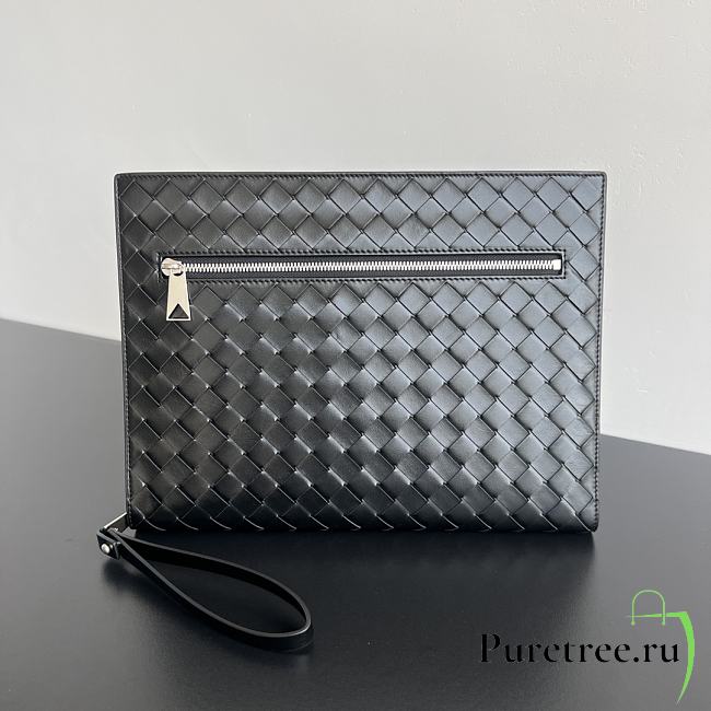 BOTTEGE VENETA | Intrecciato Document Case With Wristlet Black - 1