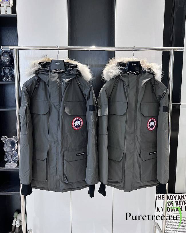 CANADA GOOSE | Expedition Logo Patch Hooded Parka Dark Gray - 1