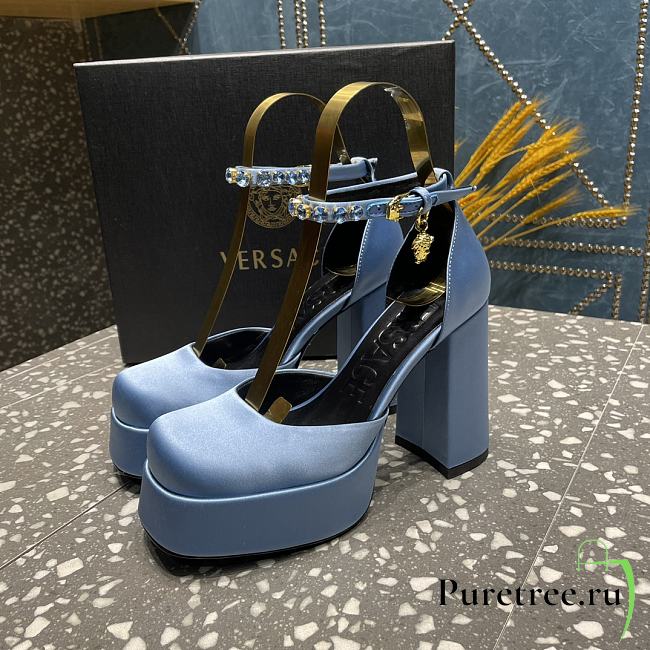 VERSACE | Versace Medusa Platform Sandals Blue - 1