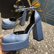 VERSACE | Versace Medusa Platform Sandals Blue - 5