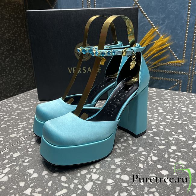 VERSACE | Versace Medusa Platform Sandals Light Blue - 1