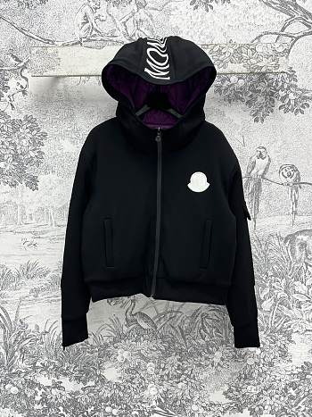 MONCLER | Maglia Logo Appliqued Cotton Hooded Black