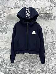 MONCLER | Maglia Logo Appliqued Cotton Hooded Dark Blue - 1