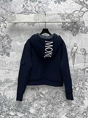 MONCLER | Maglia Logo Appliqued Cotton Hooded Dark Blue - 5