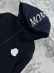 MONCLER | Maglia Logo Appliqued Cotton Hooded Dark Blue - 4