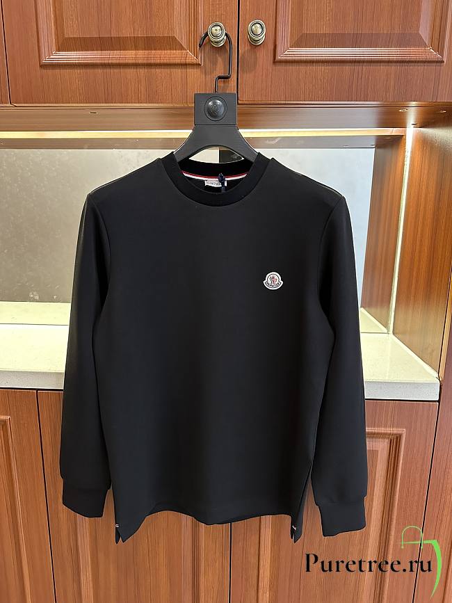 MONCLER | Logo Patch Cotton Sweatshirt Black - 1