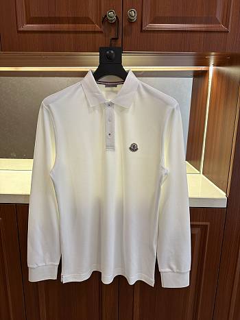 MONCLER | Long Sleeve Polo Shirt in White