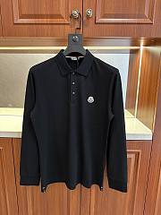 MONCLER | Long Sleeve Polo Shirt in Navy Black - 1