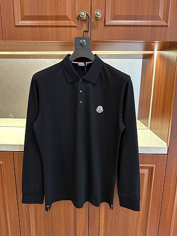 MONCLER | Long Sleeve Polo Shirt in Navy Black