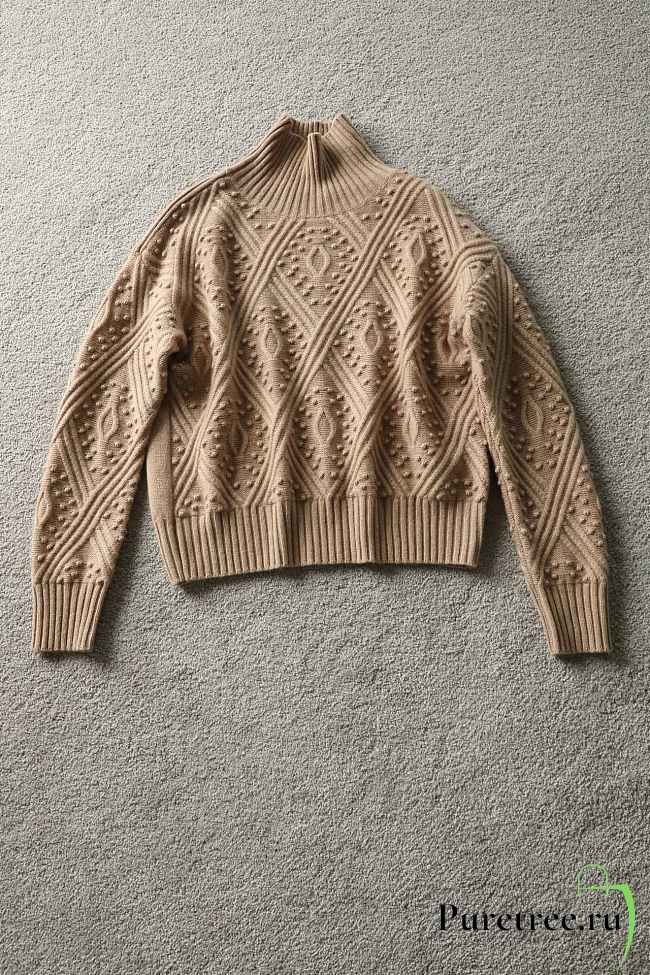 MAX MARA | Studio Certo Crewneck Pointelle Cable-Knit Sweater Beige - 1