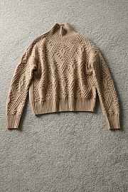 MAX MARA | Studio Certo Crewneck Pointelle Cable-Knit Sweater Beige - 1