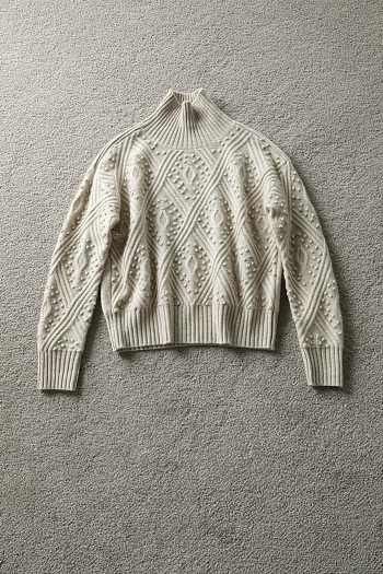 MAX MARA | Studio Certo Crewneck Pointelle Cable-Knit Sweater White