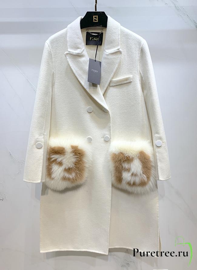 FENDI | Coat With Fur Pockets In White - 1