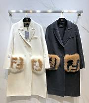 FENDI | Coat With Fur Pockets In White - 3