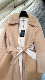 FENDI | Cashmere Coat With Fur Collar Brown - 2