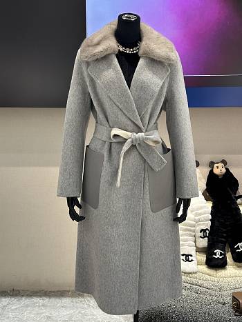 FENDI | Cashmere Coat With Fur Collar Gray