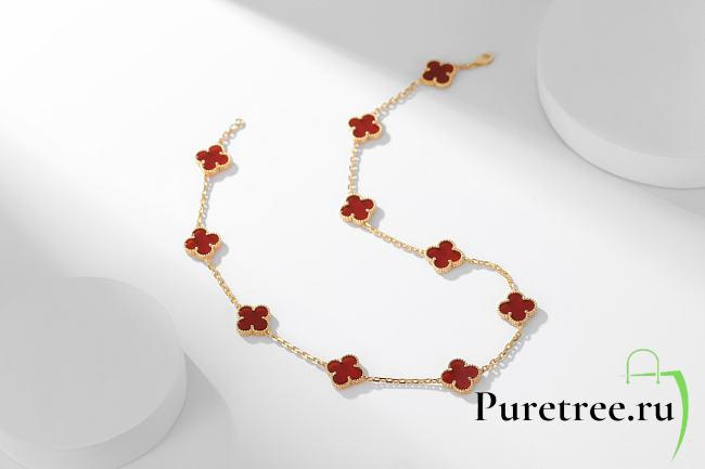 Van Cleef & Arpels | Alhumbra Vintage Necklace Gold Tone In Red - 1