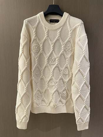 LOUIS VUITTON | Embellished Cable Knit Wool Blend Pullover 