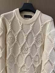 LOUIS VUITTON | Embellished Cable Knit Wool Blend Pullover  - 3