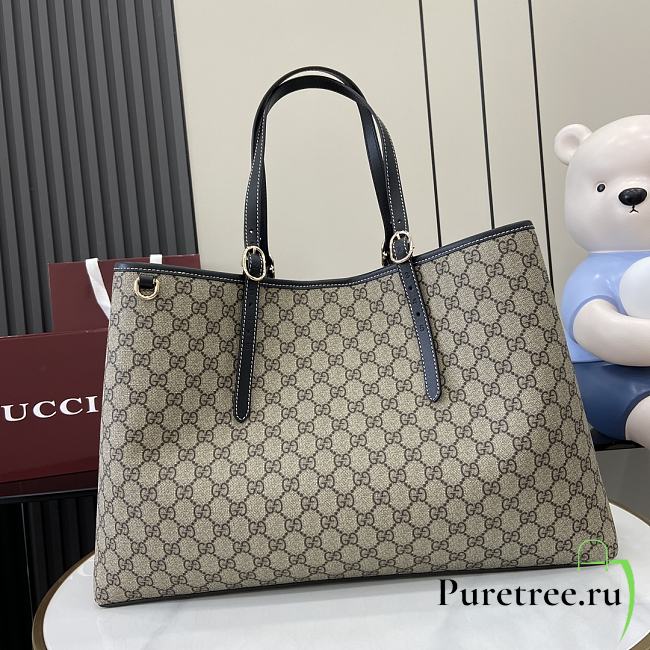 GUCCI | GG Emblem medium tote bag Beige and dark blue new - 1