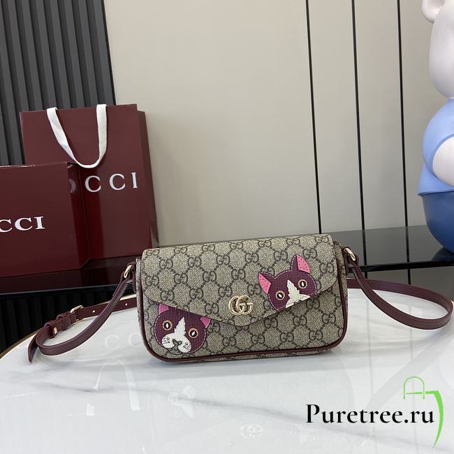 GUCCI | GG mini shoulder bag with cat detail - 1