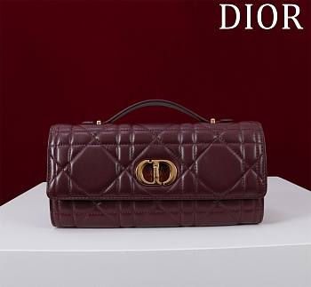 DIOR | Top handle Supple Calfskin Cannage Caro Wallet Burgundy