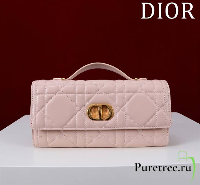 DIOR | Top handle Supple Calfskin Cannage Caro Wallet Pink - 1