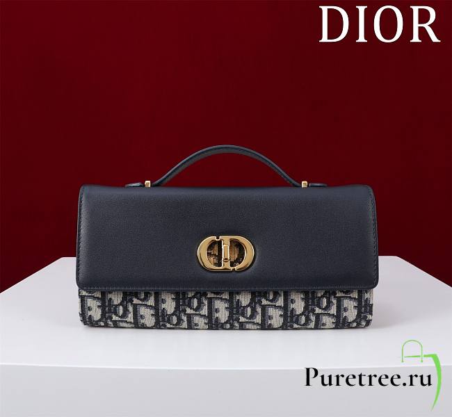 DIOR | Top handle Supple Calfskin Cannage Caro Wallet Dark Blue - 1