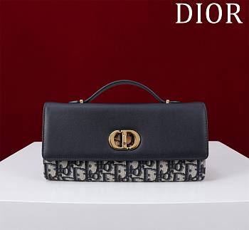 DIOR | Top handle Supple Calfskin Cannage Caro Wallet Dark Blue